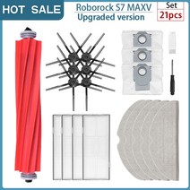 Roborock S7 MaxV 울트라 액세서리 먼지 가방 필터 메인 브러시 걸레 천 교체 로봇 샤오미 G10S 진공 청소기 부품, [22] 21pcs