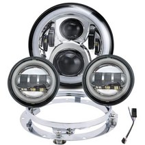 할리 데이비슨 안개등 7 인치 오토바이 LED 헤드라이트 브래킷 4 1/2 통과 야마하 로얄 스타 벤처 XVZ1300 도로 킹, Chrome Set 1