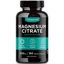 손절임 눈떨림 영양제 구연산 마그네슘 분말 캡슐 400mg – 180 count 순수 non-gmo 보충제 – 자연 수면 진정 릴랙스 - made in usa