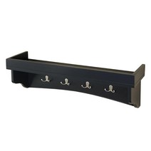 Alaterre Furniture Shaker Cottage 트레이 선반이 있는 벽걸이 코트 후크 차콜 그레이