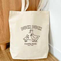 험블스튜디오 덕덕 캐릭터 프린팅 캔버스 데일리 여름에코백