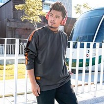 남성 캐주얼옷 통통한 별 라지 남장 가비거더 스트라이프 맨투맨 살짝 통통 루즈 원넥 웨어 코디남