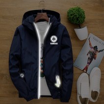 야마하바람막이 혼다 바람막이 오토바이 바이크 자켓 후드집업 빅사이즈 빛반사, 다크 블루 야마하