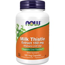 NOW Milk Thistle Extract 150 mg Silymarin (120 mg) 실리마린 밀크시슬 120캡슐, 1개, 120개
