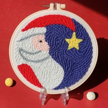 diy 자수키트 스티치 바느질배우기 크리스마스 벽 그림 후킹 스타터 공예 뜨개질을위한 튜토리얼과 매직, 03