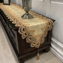 효담상회 예쁜 레이스 식탁보 테이블보 테이블 러너 13종, 40×140(2인용), 08.클래식 골드