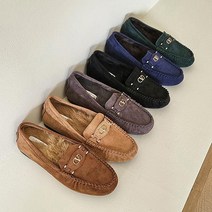 겨울 여자 토끼털 스웨이드 단화 로퍼