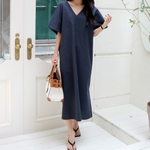 세이스타일 마들렌 린넨 V넥 원피스
