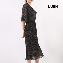 LUEN 다보노 리본 원피스 반팔 도트 기본 여성 여자 데일리 하객 오피스 패턴 타이 프릴 여름