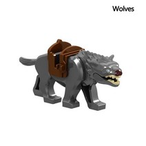 14세이상 플라잉 드래곤 삼두 머리 불꽃 엘크 야생마 빅혼 양 마운트 매직 중세 시리즈 피규어 장난감 모델, 13 Wolves