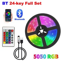 LED Stirp 조명 방 장식 크리스마스 블루투스 네온 RGB 테이프 SMD5050 컬러 1m-5m 10m 15m 20m 30m Luces, [05] BT 24key, [01] not waterproof, [01] 5m