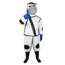 방역복 내화학복 공장 안전복 내화학 작업복 일체형, 볼록 마스크 화이트 M