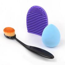 메이크업 도구 브러쉬 빨래판 세척판 도구 3종 세트 ( 브러쉬 브러쉬세척 빨래판 퍼프 ) 메이크업 도구, 메이크업도구3종 세트(브러쉬/빨래판/퍼프)