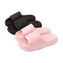 리빙공감 층간소음 방지 구름 슬리퍼 2종 세트, 블랙, 핑크