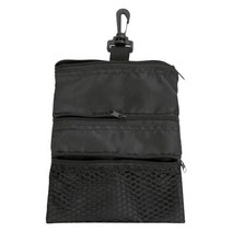 버클이 달린 휴대용 골프 공 가방 3 포켓 미니 파우치 골프 용품, 검은 색, 20x16.2x1cm, 옥스포드 천