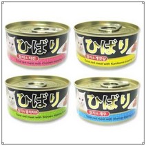 애묘 간식 히바리 씨푸드 캔 80g, 참치앤새우