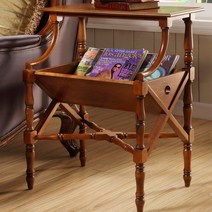 엔틱 우드 매거진랙 서재 책 잡지 신문 진열대 보관함, 58.5x 35.5x 80cm