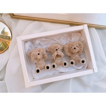 [라뮤즈캔들] ﻿뽀글이 곰돌이 3종 세트 차량용 석고방향제 리필오일 박스포장, 블랙체리, 화이트