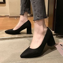7cm 구두 스웨이드 여성구두 여성플랫 여자 통굽 통굽힐 편한 하이힐 6294ma