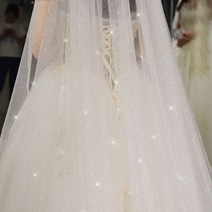 B58-D 럭셔리 성당 웨딩 베일 블링 블링 베일 소프트 단일 계층 신부 베일 Glitters 웨딩 액세서리, 150cm, white