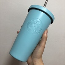 스타벅스 명품 텀블러 스텐 보온보냉 대형 텀플러 선물 대용량 안새는 ss 컵, 릴리프블루, 473ml