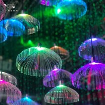 LED 해파리 조명 창의적 디자인 광섬유 칠색 그라데이션 바 장식, 지름 20cm
