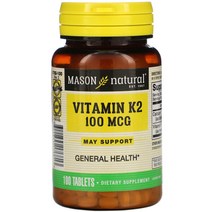 Mason Natural 맞춤형비타민 비타민K2 수입영양제 칼슘 데일리 비타민 100mcg 100정