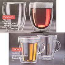 bodum 보덤 더블월 유리컵 (1.파비나 300ml X 2P 2.칸틴 200ml X 2P / 2종 택1), 1.파비나 300ml X 2P