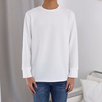 더베이직샵 베이직 링클 프리 스트레치 슬릿 커프스 긴팔 티셔츠