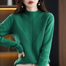 가을/겨울용 새로운 캐시미어 스웨터 여성 보온 하프 하이 칼라 풀오버 뜨개질 패션 긴 소매 루즈한 상
