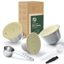 우유 거품기 휘핑기 전동 스팀기 워머 전기 재사용 가능한 커피 밀크 폼 캡슐 Nescafe Dolce Gusto Machine, 06 3 Capsules 1 Spoon