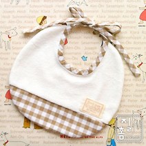 DIY브라운체크 아기턱받이 만들기, 1개