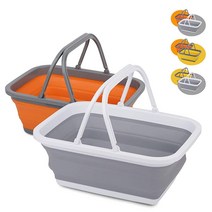 Tiawudi 식기 세척기 캠핑 하이킹 및 가정용 2.25갤런 / 8.5L 각 세면대 2팩 접이식 싱크 471477, Orange and Grey