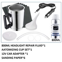 해드라이트복원제 헤드라이트 복원 키트 헤드라이트 화학 연마 키트 헤드라이트 연마 자동차 헤드라이트 복원 키트 액체, 800ml 및 12v