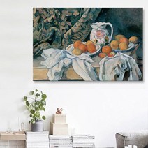 아란아트 폴 세잔 명화액자 풍수에 좋은 사과 정물화 그림, 09.커튼과 꽃주전자가 있는 정물