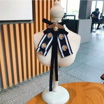 한국어 패브릭 데이지 보우 타이 브로치 크리스탈 꿀벌 옷깃 핀 드레스 셔츠 칼라 넥타이 브로치 여성 액세서리, 1개, 1, 단일