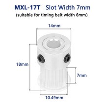타이밍풀리 MXL 밍 풀리 보어 4 5 6 635 8mm 17 개 톱니 동기 휠 벨트 폭 10mm K 타입 3D 프린터 액세서리, 04 6.35mm_02 11mm_01 1 개