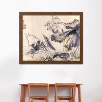 나봄갤러리 현재 심사정 - 하저해합도 연꽃과 게 한국화 게그림 연꽃그림 해도, 4.내츄럴 브라운 액자