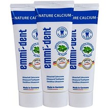 emmi®-dent 신선한 초음파 치약 신선한 페퍼민트 향 민감한 치아와 잇몸에 이상적 미세 플라스틱 및 나노 물질 없음 완전 채식 및 글루텐 없음 5 x 75 ml, 자연 칼슘, 3