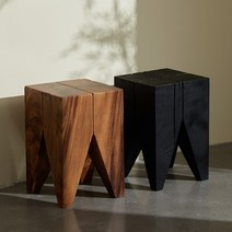 통나무 스툴 가정용 통나무 의자 레트로 사이드 체어, 큐브형 블랙 30x30x45cm