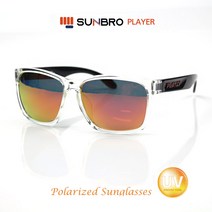 SUNBRO player 편광선글라스 스포츠 미러선글라스 42size, c21클리어 레드미러