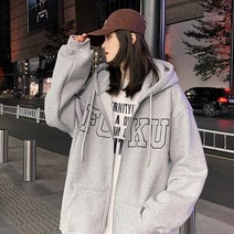 이유까까 남성용 FUKU 오버핏 기모 후드집업