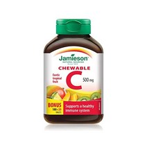 제이미슨 츄어블 비타민 C 500mg 이국적인 열대 과일 120ct 캐나다 수입}BGSL