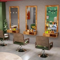 개인 헤어샵 미용실경대 원목 앤티크 헤어숍 경대 벽걸이 캐비닛 심플 콘솔 거울, 01 패키지 1, 01 110x60 일안렌즈+작업대(탄화색)