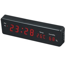 괘종시계 뻐꾸기벽시계 괘종벽시계 책상 알람 시계 침실 거실 big number wall clock 다기능 대형 lcd 디지털 전자 침대 옆 탁상 시계, 빨간색 EU 어댑터