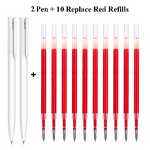 원래 샤오미 펜 쓰기 부드러운 빛 Mijia 붙이는 코어 교체 리필 블루 레드 블랙 0.5mm 비즈니스 롤러 볼펜, 2pen 10red Refills