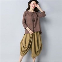 [오노마] ONM F6012-7012 언발블라우스 항아리바지 배기 할렘바지