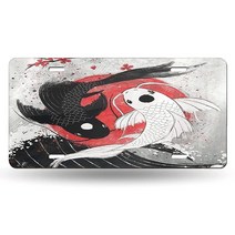 Snowmolle Banksy 무지개 사자 그래피티 팝 아트 자동차 번호판 장식용 앞면 금속 플레이트 번호판 화장대 태그 알루미늄 Noverlty 남성/여성// 15.2 x, Koi Fish Yin Yang Japanese Sty