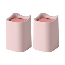 홈카롱 파스텔 예쁜 책상 탁상 미니 휴지통, 핑크, 2개