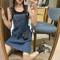 kirahosi 키라호시 데님 드레스 봄과 가을 짧은 스커트 슬림 찾고 나이 감소 다크 블루 여름 DH8852514191